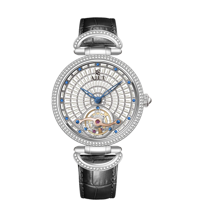 Luxury watch with intricate design on a white background