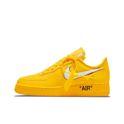OFF WHITE X Nike Air Force 1 Skateboard Shoes Unisex Low Top Gold/Silver DD1876-700