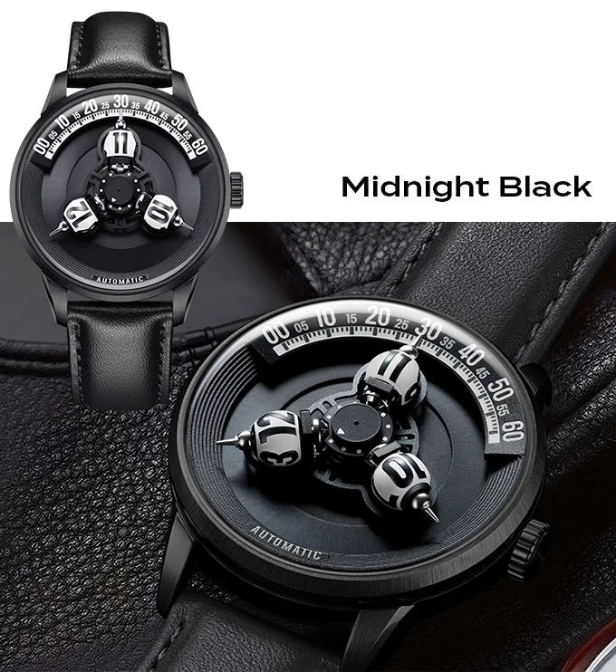 Vortichron 41mm Luxury Men Mechanical Watch Miyota 8215 Movement Spherical Star-Patterned Dial Luminous Sapphire 50M Waterproof