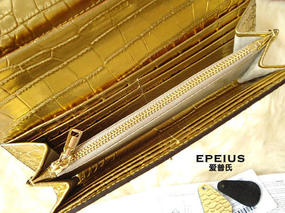 2024 New Designer Cow Leather Gold Women Long Wallet Fashion Genuine Leather Lady Purse High Grade Large Capacity Money Bag 45