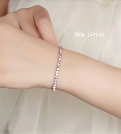 Luxury white gold solid platinum PT950 purple pink white gradient moissanite bracelet full of diamonds simple hand jewelry