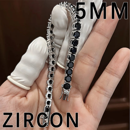 S925 Sterling Silver Black Moissanite Tennis Bracelet Full Paved Iced Out Hip Hop Street Style Unisex Luxury Jewelry Gift