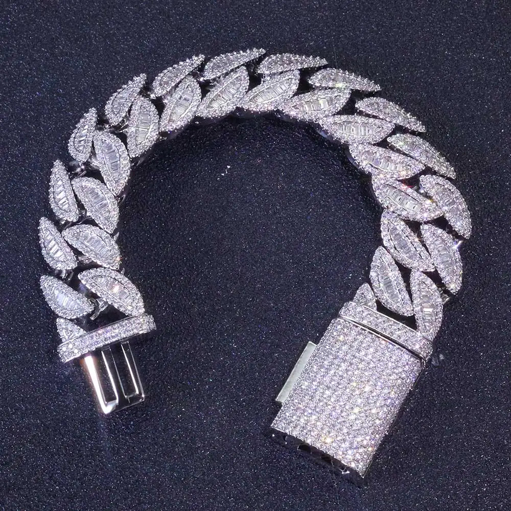 925 Silver 20mm 3-Row VVS Moissanite Cuban Chain | Vexaro