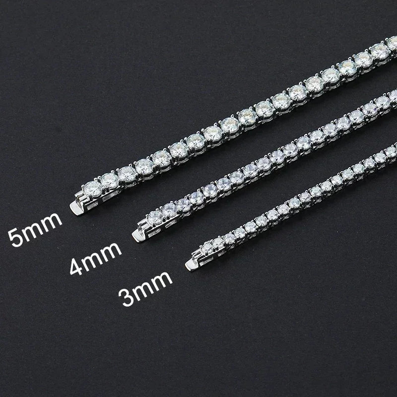 Real Moissanite Tennis Necklace Bracelet For Women Men 925 Sterling Silver 3/4/5mm Full Diamonds With GRA Hiphop Party Jewelry
