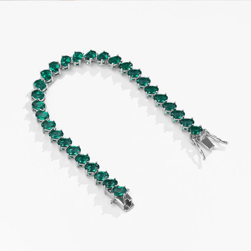 Platinum Pear Green Moissanite Diamond Bracelet | Vexaro