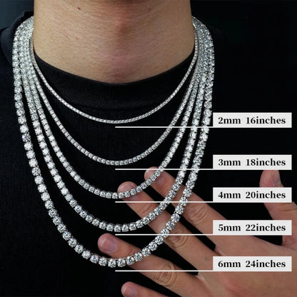 Real Moissanite Tennis Necklace 100% 925 Sterling Silver 2-6mm Luxury with GRA Necklaces for Women Man Wedding Jewelry Nice Gift