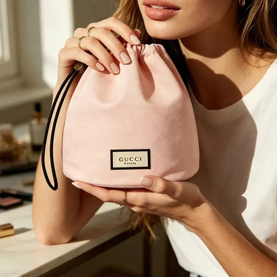 Gucci bag Women Drawstring Cosmetic Bag Pink Canvas Travel Storage Pouch Bathroom Organizer Ideal Gift For Girlfriend And Friend