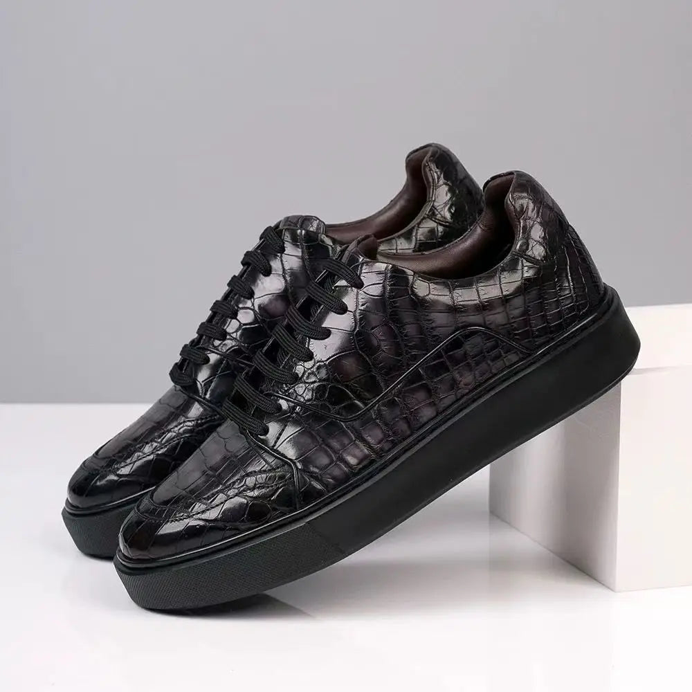 Men's Crocodile Skin Leather Sneakers | Vexaro
