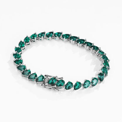 Platinum Pear Green Moissanite Diamond Bracelet | Vexaro