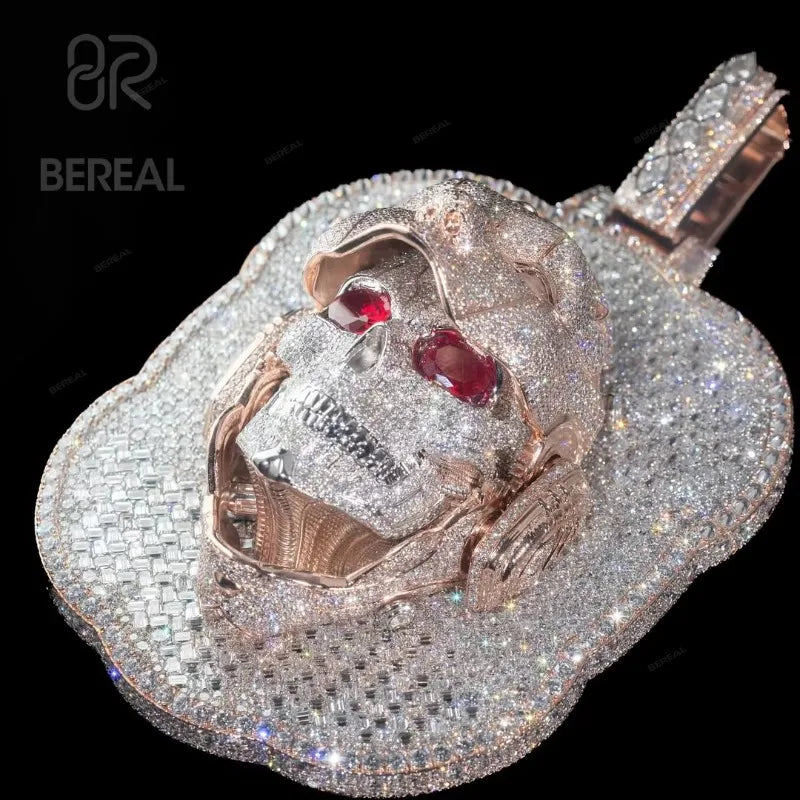 Vexaro Skull Pendant Necklace Red Eye Moissanite Hip Hop Iced