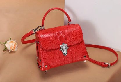 Skull Crocodile Leather Women's Crossbody Handbag | Vexaro