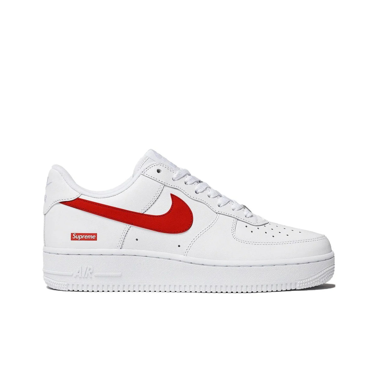 Supreme X Nike Air Force 1 Skateboard Shoes Unisex Low Top White Red CU9225-101