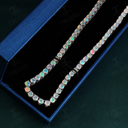 Classic design 50cm Opal Necklace 925 sterling silver natural gems fine jewelry for women girls mom anniversary birthday gift