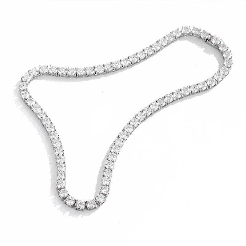 Luxury Solid Platinum PT950 Women's 1 karat Moissanite Diamond Necklace 6.5mm Four Claw Tennis Neck Chain