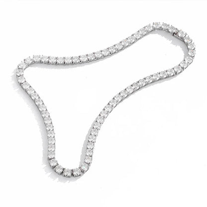 Luxury Solid Platinum PT950 Women's 1 karat Moissanite Diamond Necklace 6.5mm Four Claw Tennis Neck Chain